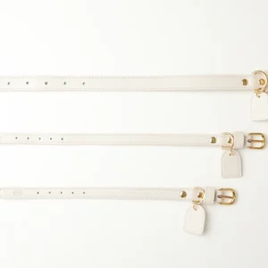 White personalised dog collars in sizes XS, S and M