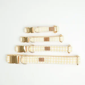 Collares para perro Vichy amarillos en cuatro tallas, de la XS a la L