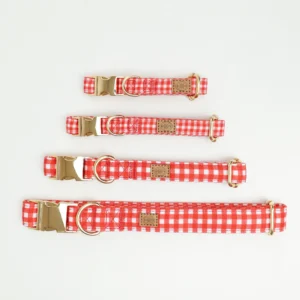 Collares para perro Vichy rojos en cuatro tallas, de la XS a la L